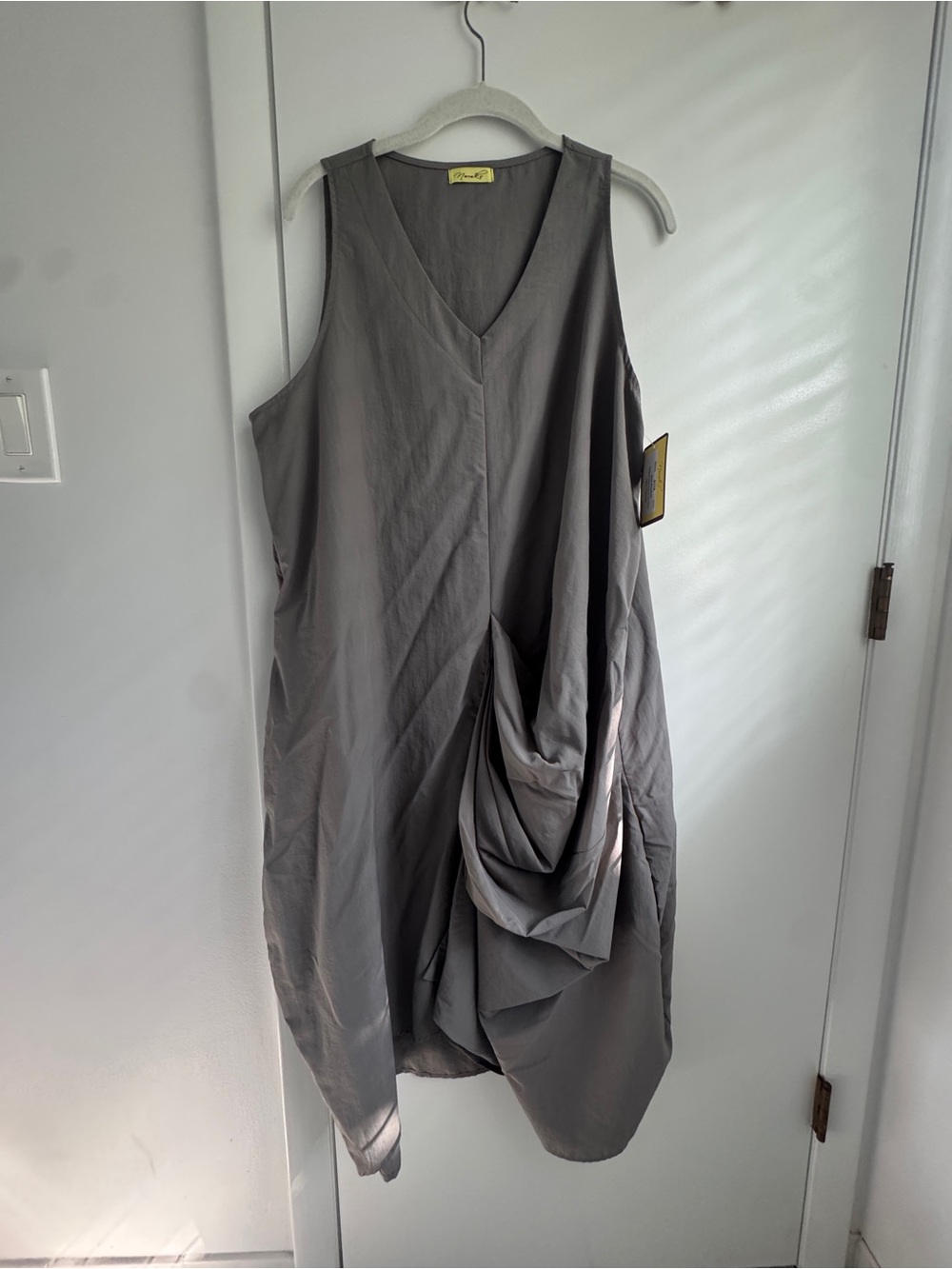 Sleeveless Draped Midi Dress in Gray